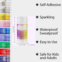 Mysense glitter applied to model cheek for a festival-ready highlight and long wear