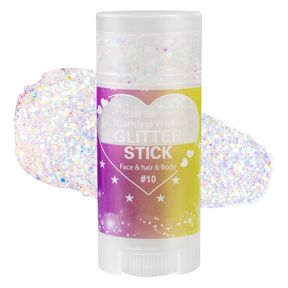 Mysense front view of glitter stick showing compact applicator and label, easy grip