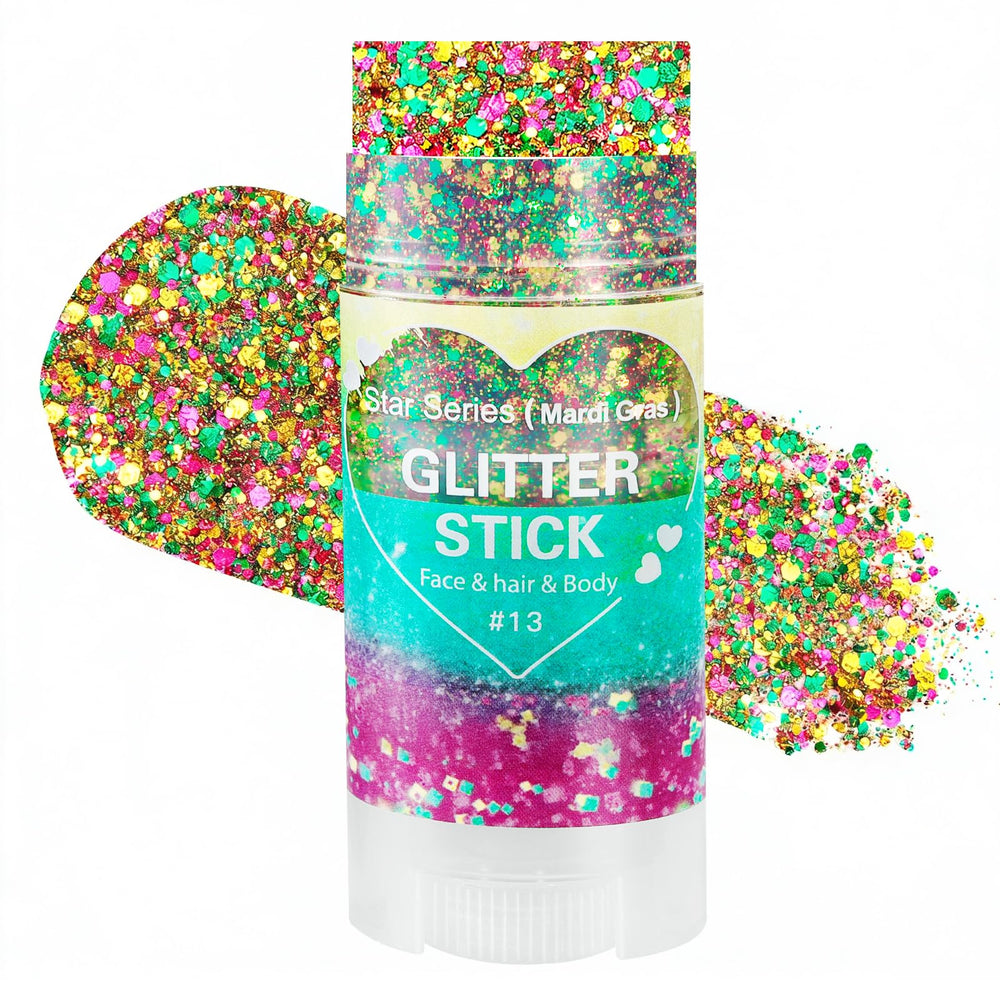 Mysense glitter stick front packaging showing colors and twist-up applicator for easy use