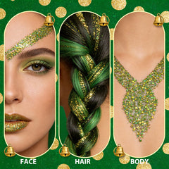 mysense glitter applied in hair parting demonstrating sparkle and long-wear styling benefit