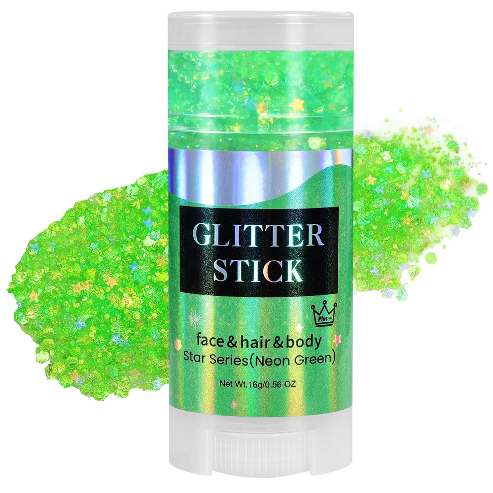 Mysense front packaging showing neon green glitter stick benefits
