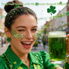 Close-up of Mysense shamrock and hexagon sequins showing multi-dimensional shine