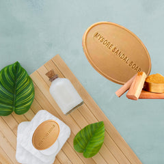 Mysore Sandal with sandalwood pieces highlighting natural ingredient