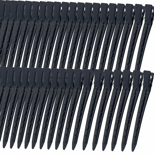 Mythos black duck-bill clips front view showing professional set and durable build