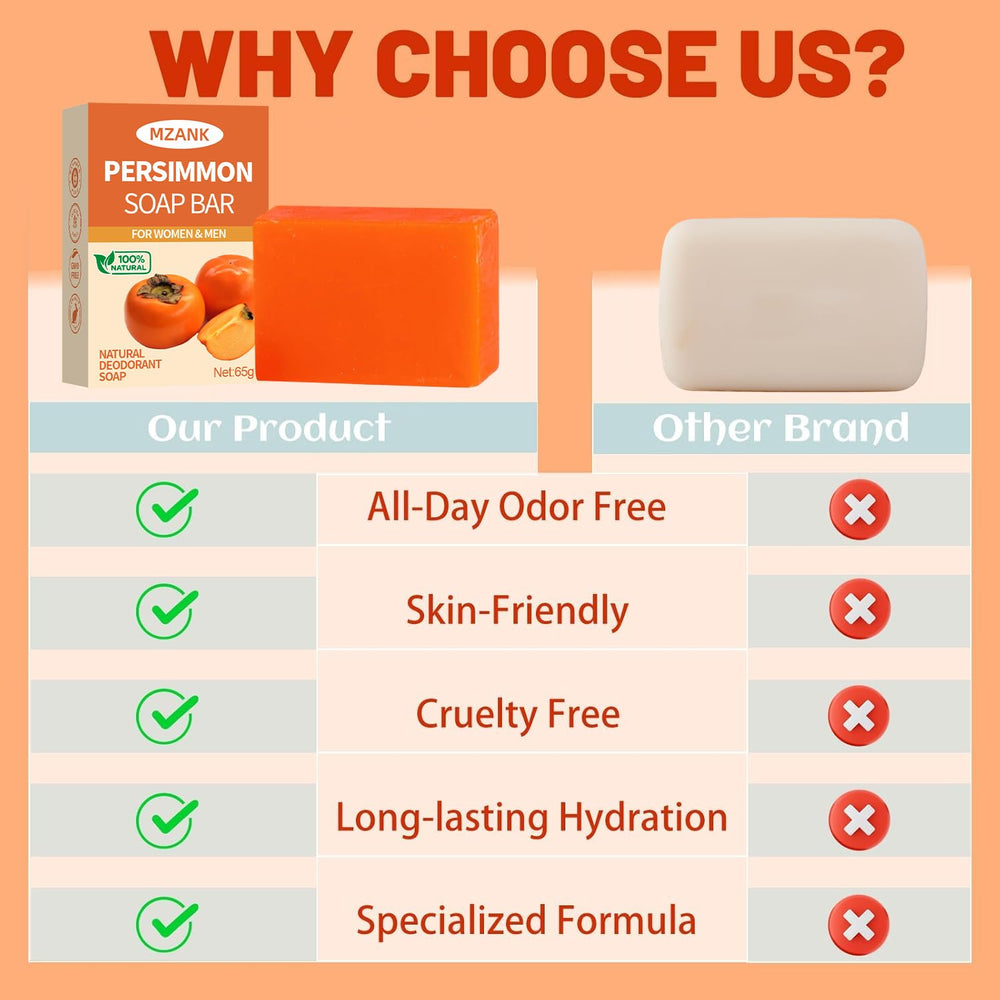 MZANK persimmon soap three-pack arranged lifestyle scene showing value and versatility