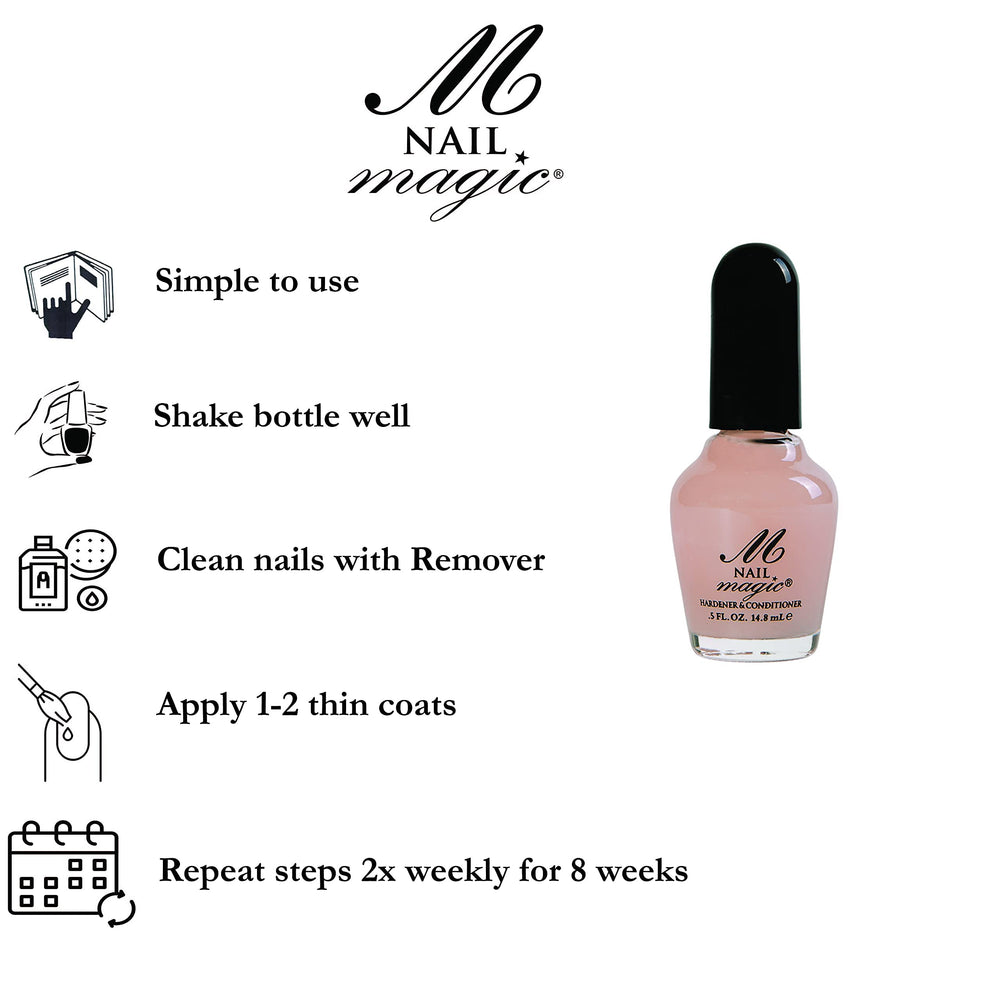 Nail Magic applied on fingers showing strengthened nail edges and shine