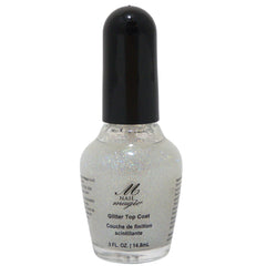 Nail Magic front bottle showing glitter top coat and glossy finish benefit
