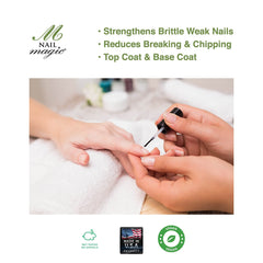 Nail Magic before and after nails showing reduced splitting benefit