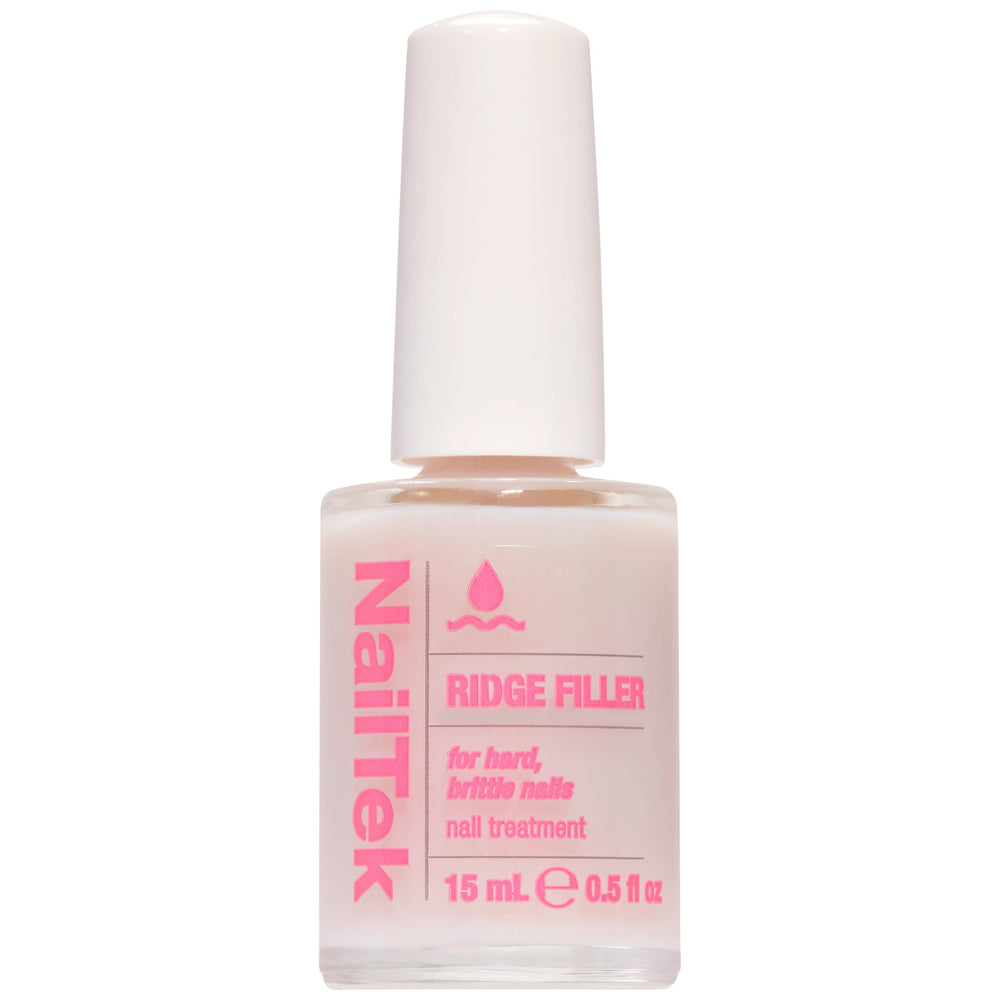 Nail Tek front bottle showing clear ridge filler and sleek packaging benefit: visible results