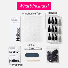 Nailboo press on application in hand demonstrating fast, secure placement benefit