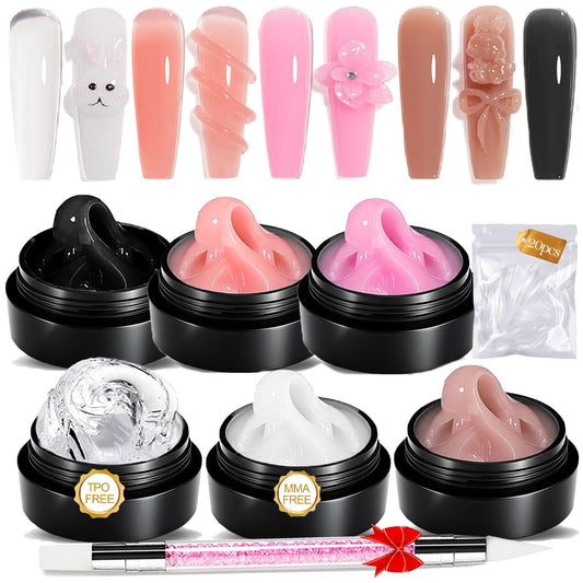 NAIL GIL kit display showing six gel jars and tools for versatile DIY benefits