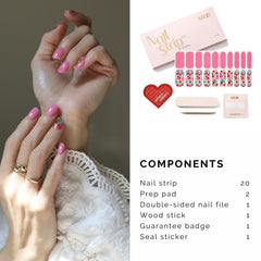 NAILOG application scene pressing a strip onto nail for quick DIY benefit