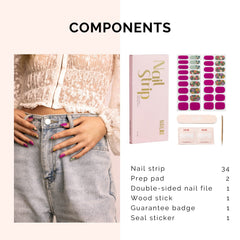 NAILOG strips laid out by size showing fit options for nails