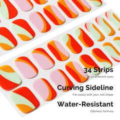 NAILOG layout of all 34 strips in 17 sizes, shows variety and size options