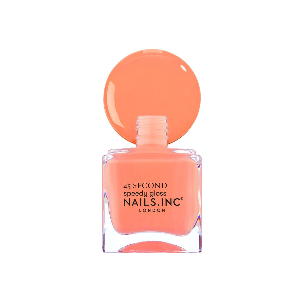 Nails Inc Bella polish texture droplet showing glossy finish and smooth formula
