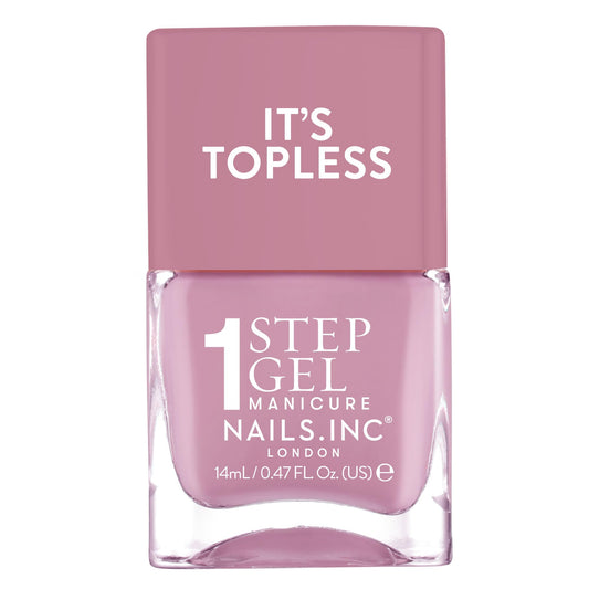 Nails Inc bottle front view showing Lily mauve pink and glossy finish benefit