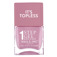 Nails Inc bottle front view showing Lily mauve pink and glossy finish benefit