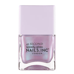 Nails Inc Lana front bottle showing lilac shimmer and quick-dry benefit
