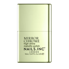 Nails Inc front packaging showing olive chrome polish and brand benefits