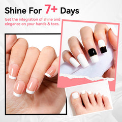 Nailshion application on fingernails illustrating neat French tips benefit
