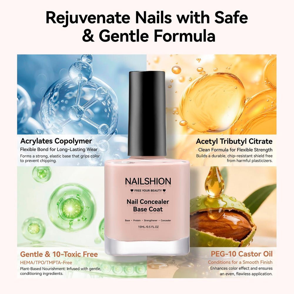 Nailshion applied on nail showing concealed discoloration and natural look