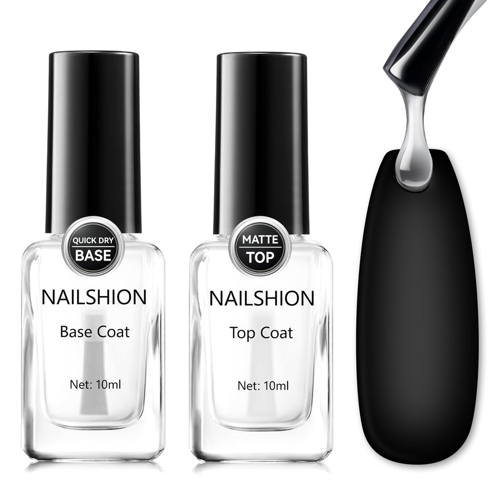 Nailshion front packaging showing both base and matte top benefits
