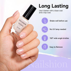 hand wearing nailshion sparkle pearl highlighting long-lasting glossy look