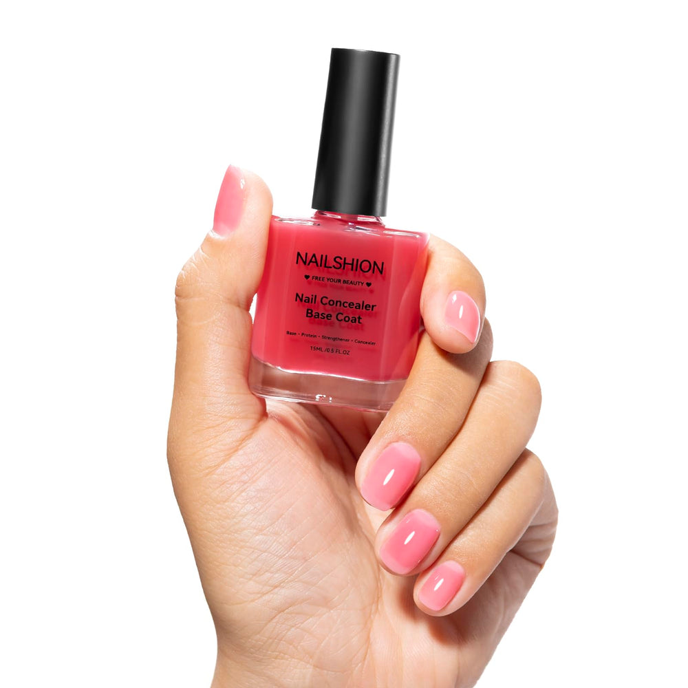 Nailshion bottle front showing sheer pink concealer and quick-dry finish
