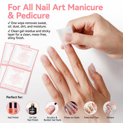 Nailshion wipe in use prepping a natural nail for better adhesion