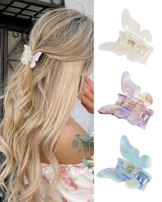 NAISIER front view of three butterfly clips showing color variety and polished finish