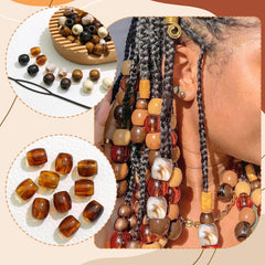 NAISKA wooden beads decorating dreadlocks in studio showing stylish accents benefit