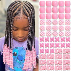 NAISKA front packaging showing 60 pink hair beads and set benefits