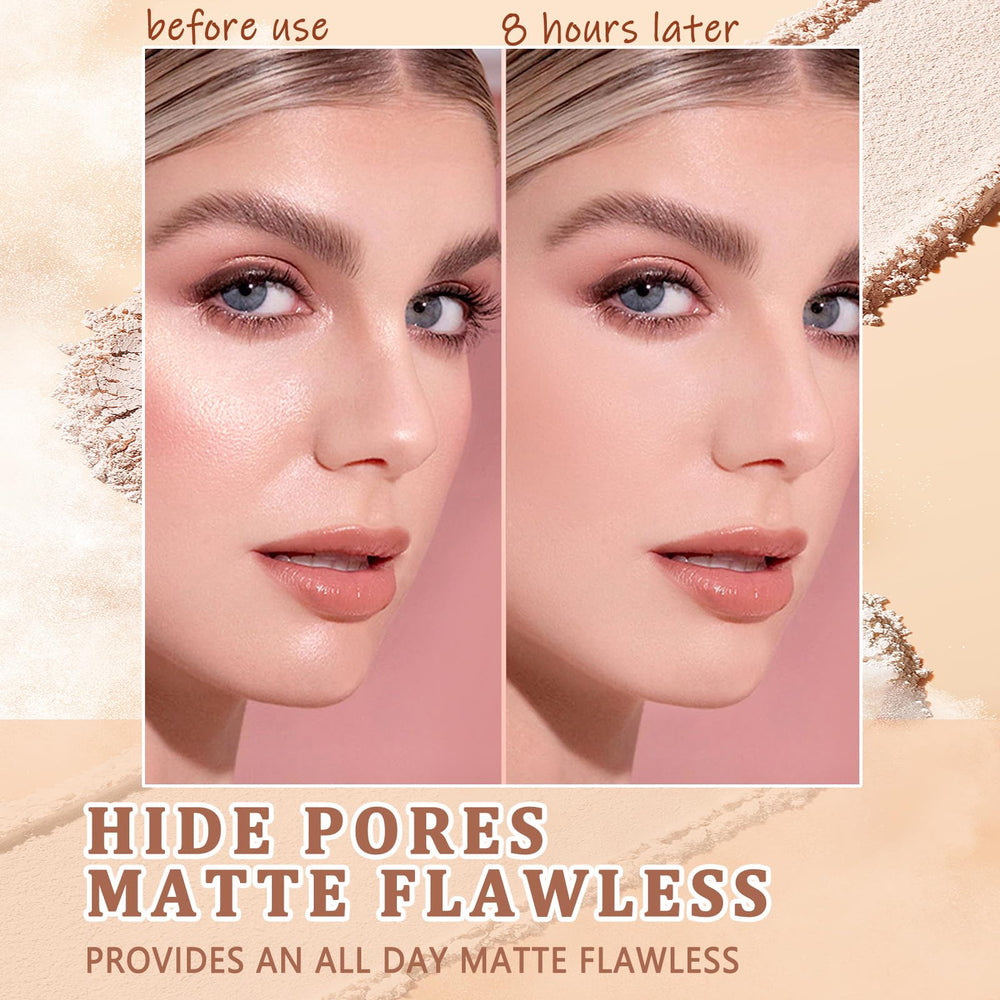 NAISSIYA opened compact with mirror and puff for easy touch-ups