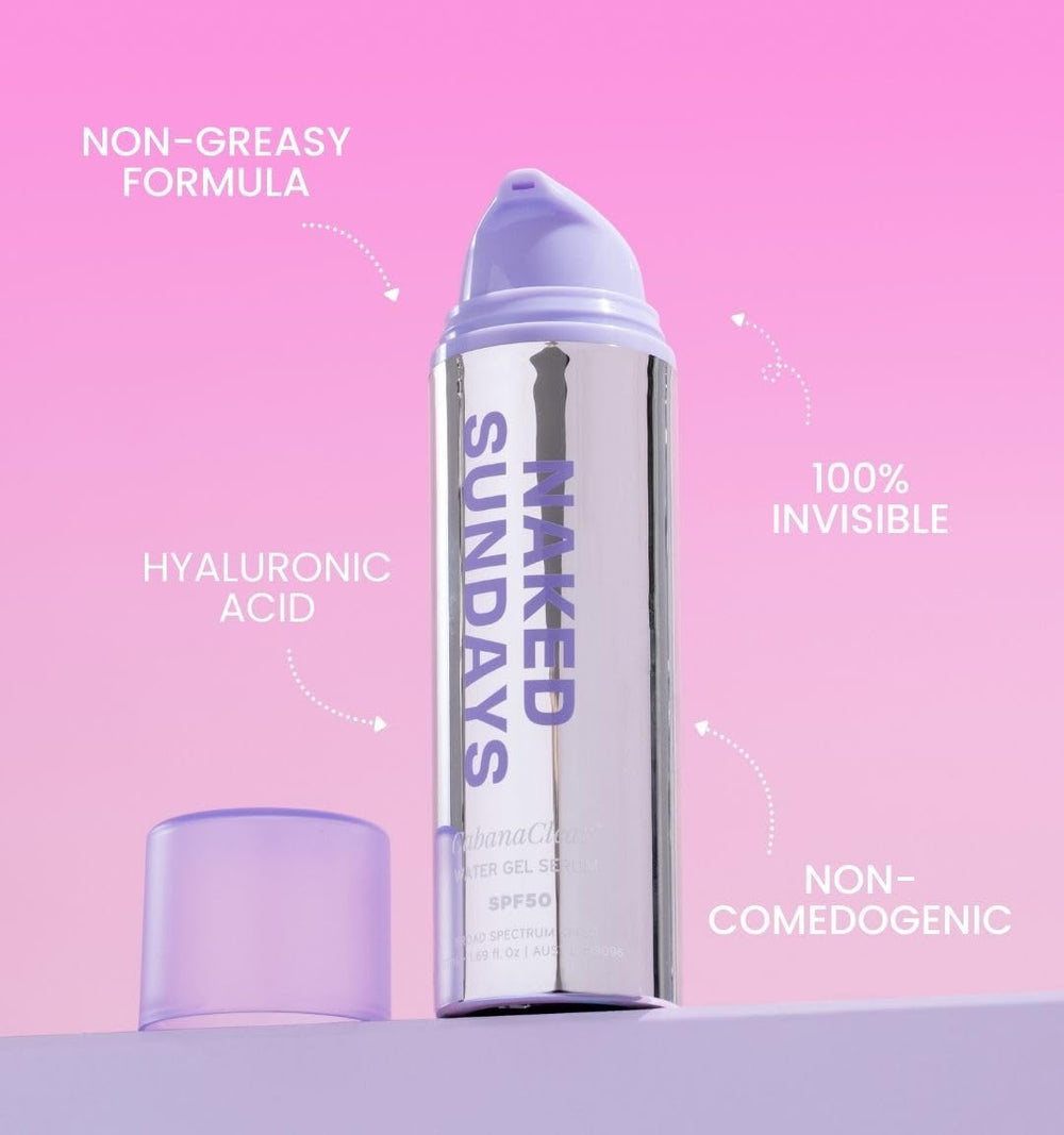 Naked Sundays clear water-gel texture demonstrating fast absorption and hydration