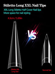 Namgznso close-up of stiletto tip curve highlighting smooth finish for easier shaping