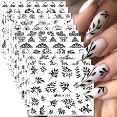 Namrec front packaging showing 12 black nail sticker sheets and quick use benefit
