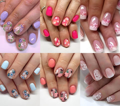 Namrec front packaging showing 144-piece daisy press-on nails and accessories for convenience