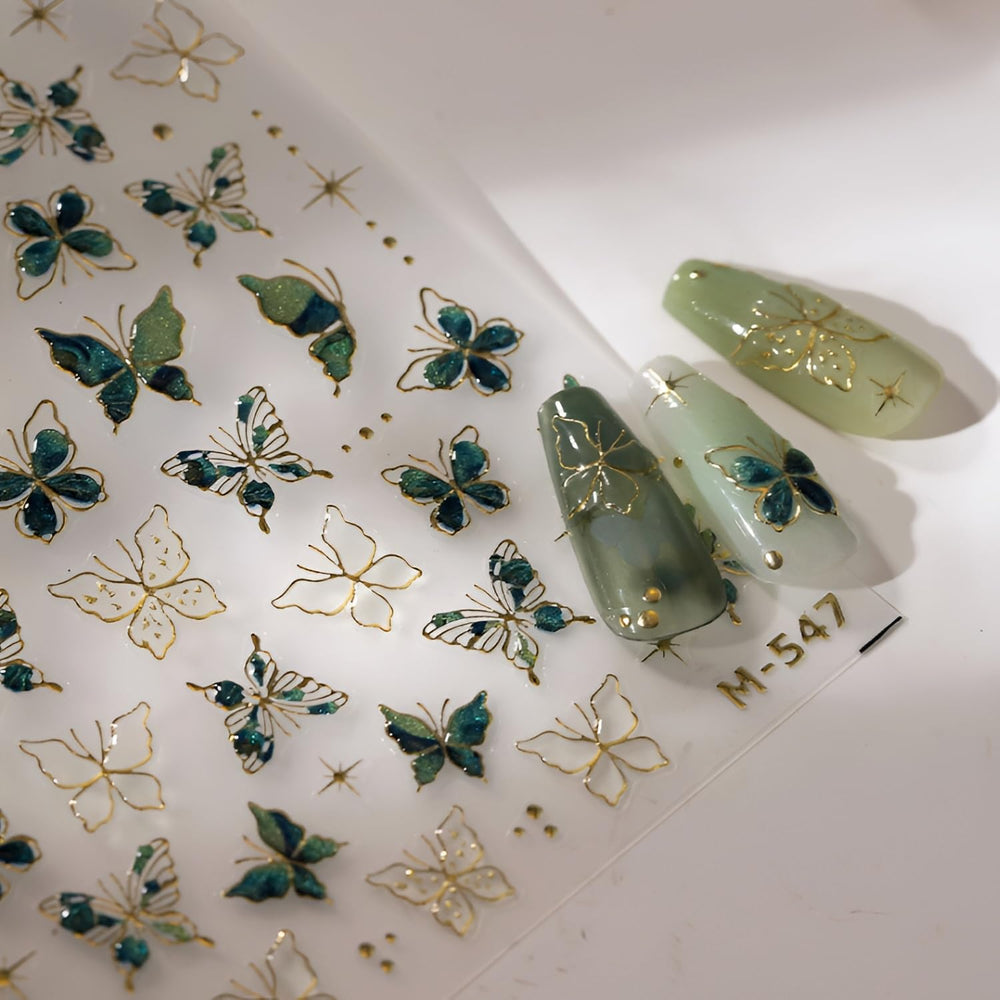 Detailed view of Namrec pattern and label showing multiple butterfly designs