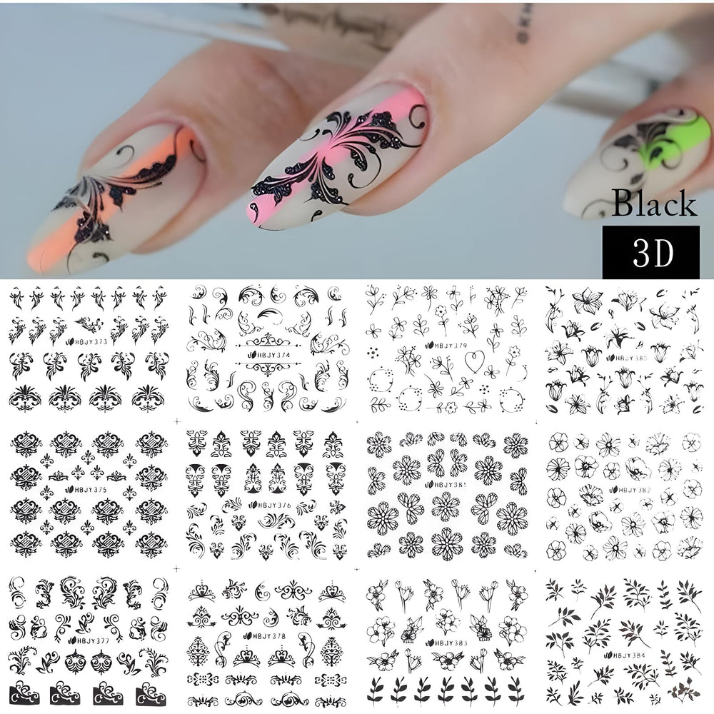 Namrec lifestyle image of party manicure showcasing retro black nail design appeal