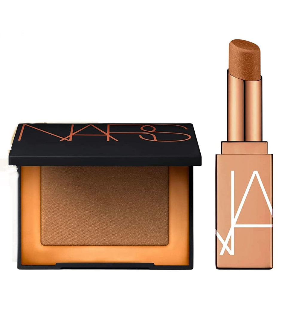 NARS Laguna bronzer and After Glow Lip Balm front view showing portable duo and easy glow