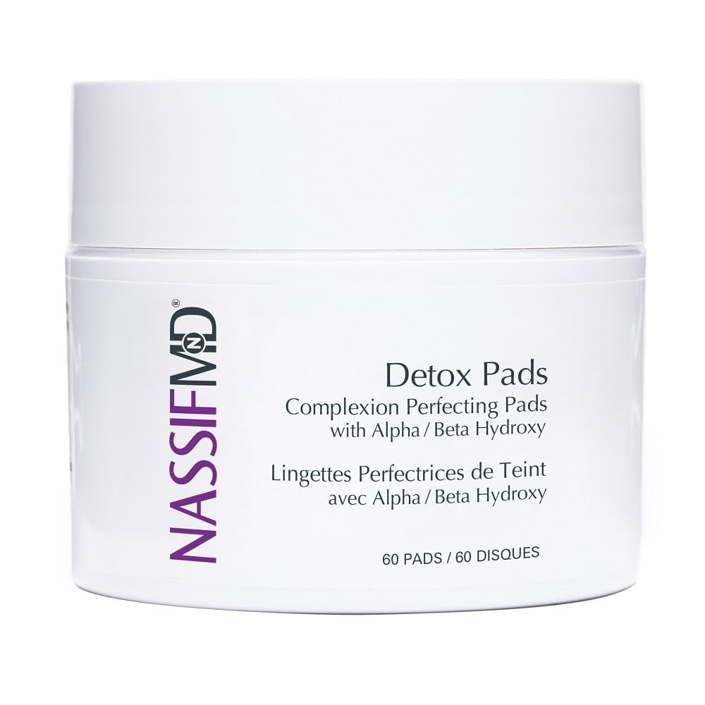 NASSIFMD front packaging of exfoliating detox pads showing product benefit