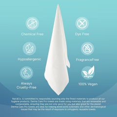Nat.&Co. towel used wet to remove mascara showing effective makeup removal