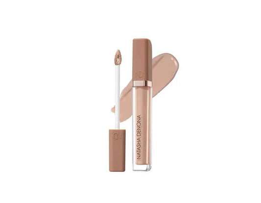 Natasha Denona concealer front packaging showing shade label and sleek tube benefit: clear shade selection