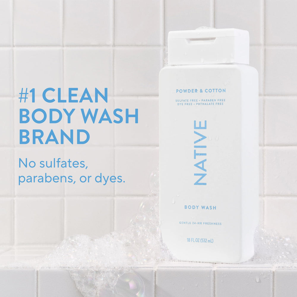 Native label close-up with pump highlighting clean ingredients and clear benefits