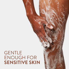 Native gel poured onto hand demonstrating lather and skin-softening benefit