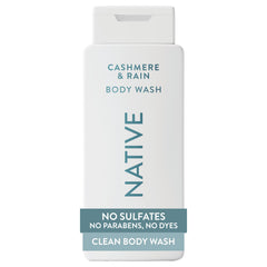 Native front packaging showing cashmere & rain scent and benefits