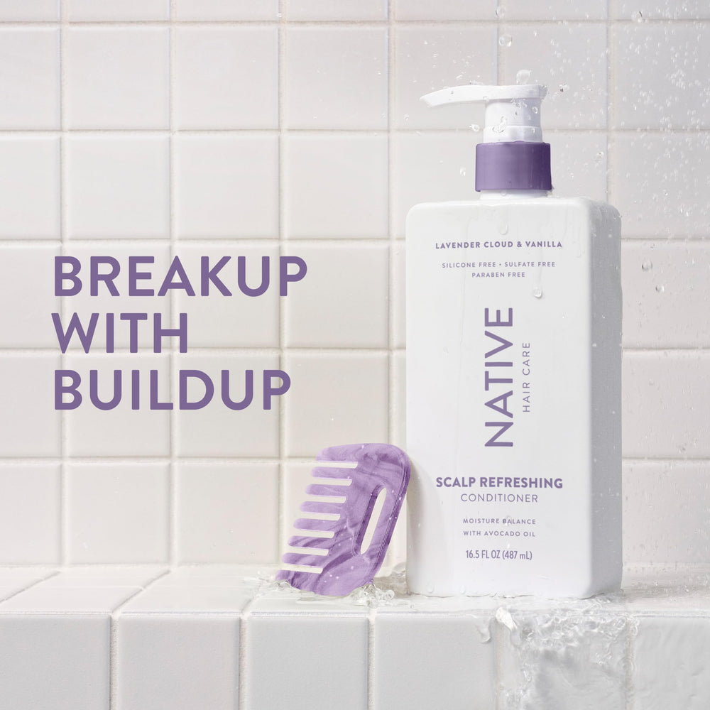 Native conditioner back label displays ingredients list and transparency benefit