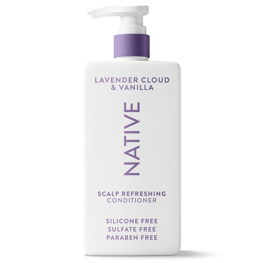 Native conditioner front packaging shows clean design and size benefit