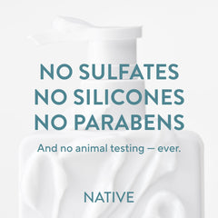 Native conditioner displayed with matching shampoo and mask