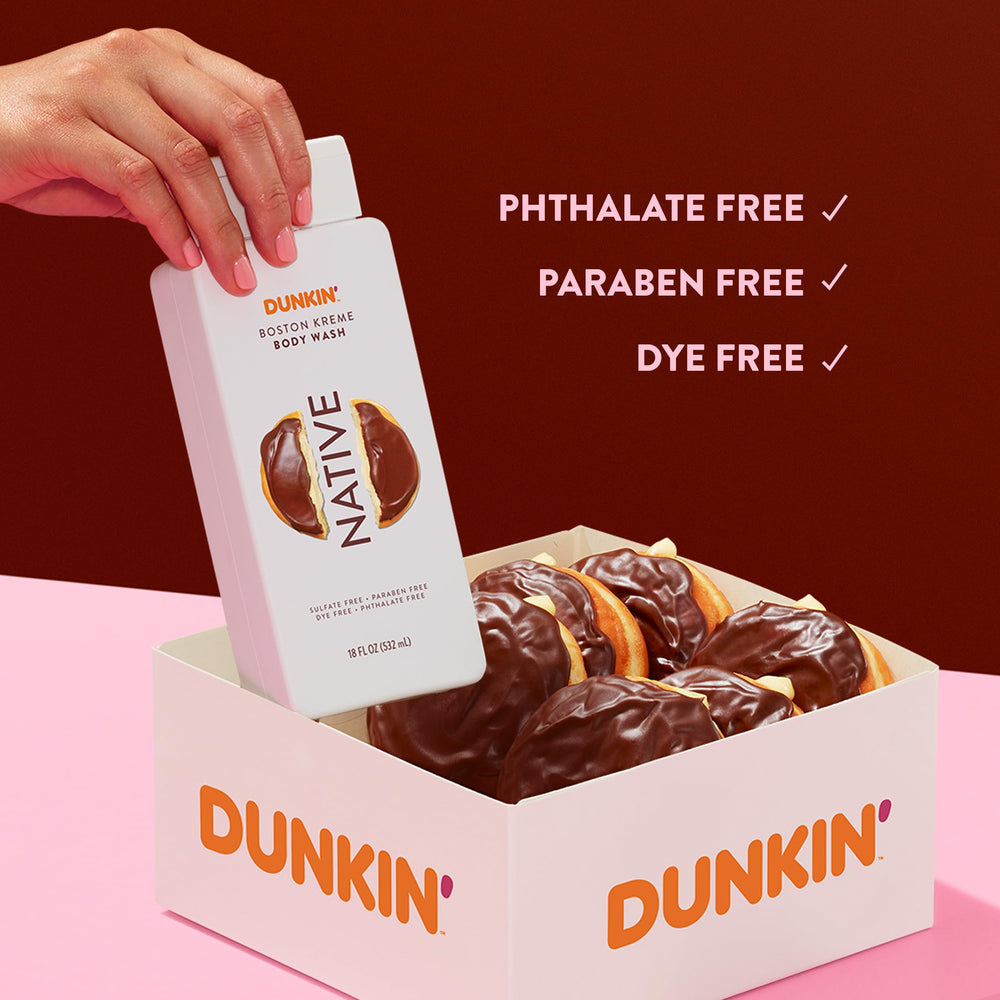 Native Dunkin Boston Kreme bottle in hand demonstrates 18 oz scale benefit